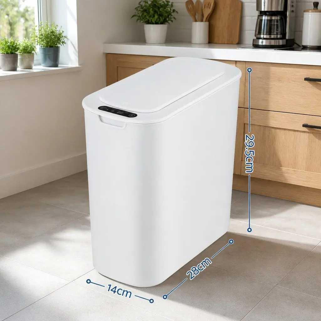 Automatic Trash Bin Touchless Motion Sensor 11L Slim White