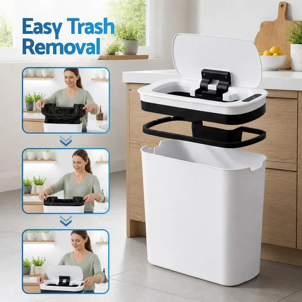 Automatic Trash Bin Touchless Motion Sensor 11L Slim White