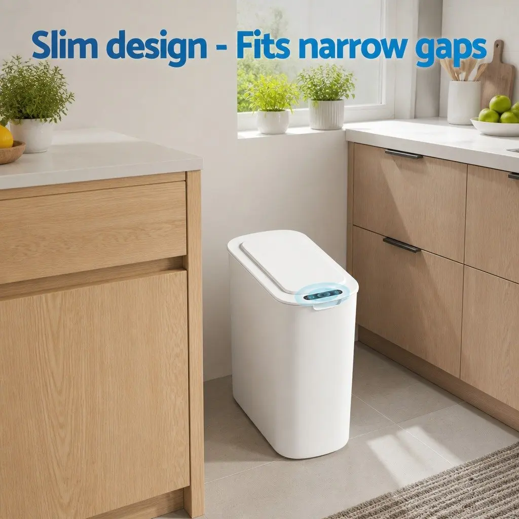 Automatic Trash Bin Touchless Motion Sensor 11L Slim White