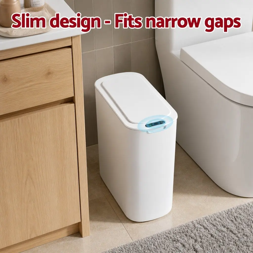 Automatic Trash Bin Touchless Motion Sensor 21L Slim White