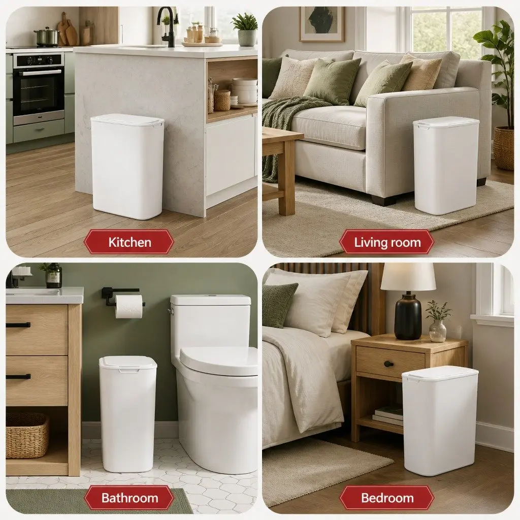 Automatic Trash Bin Touchless Motion Sensor 21L Slim White