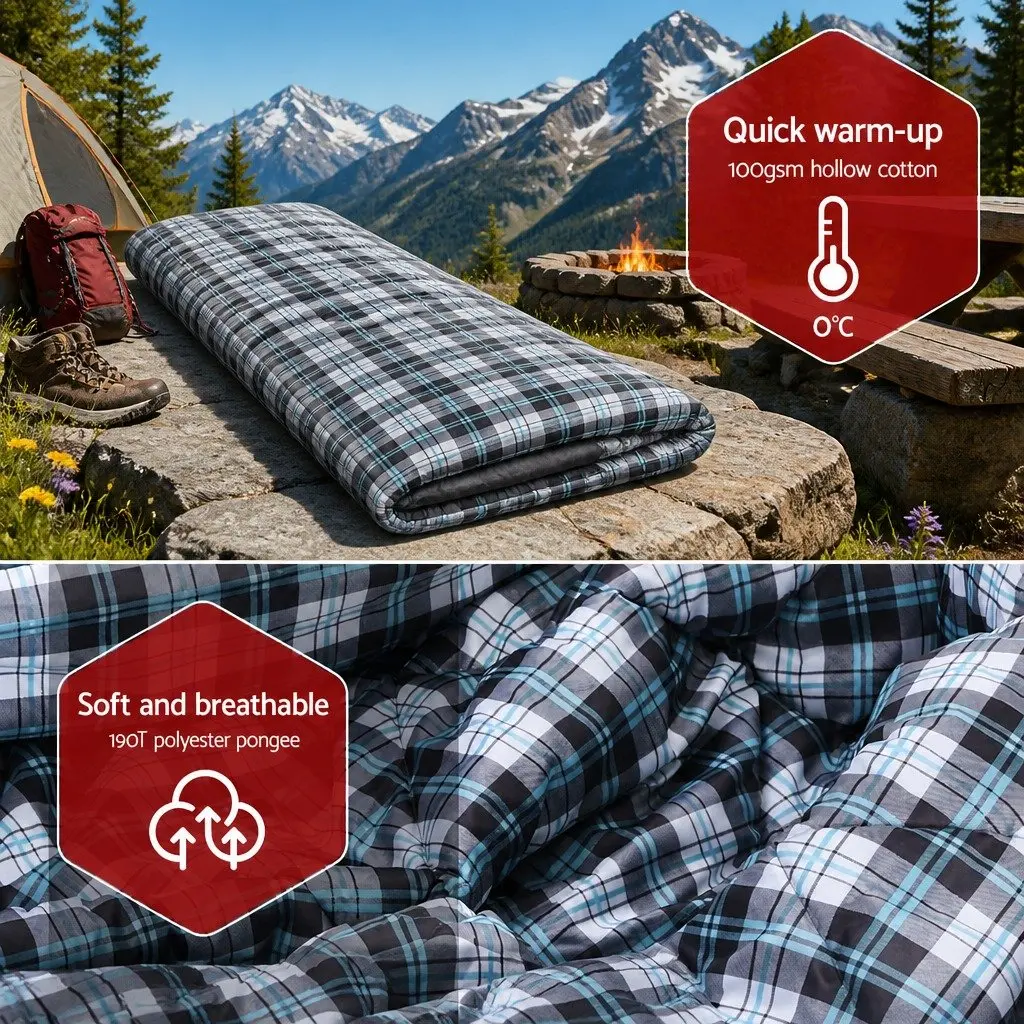 Sleeping Bag Thermal Camping Hiking 0°C Grey Compact Lightweight Portable