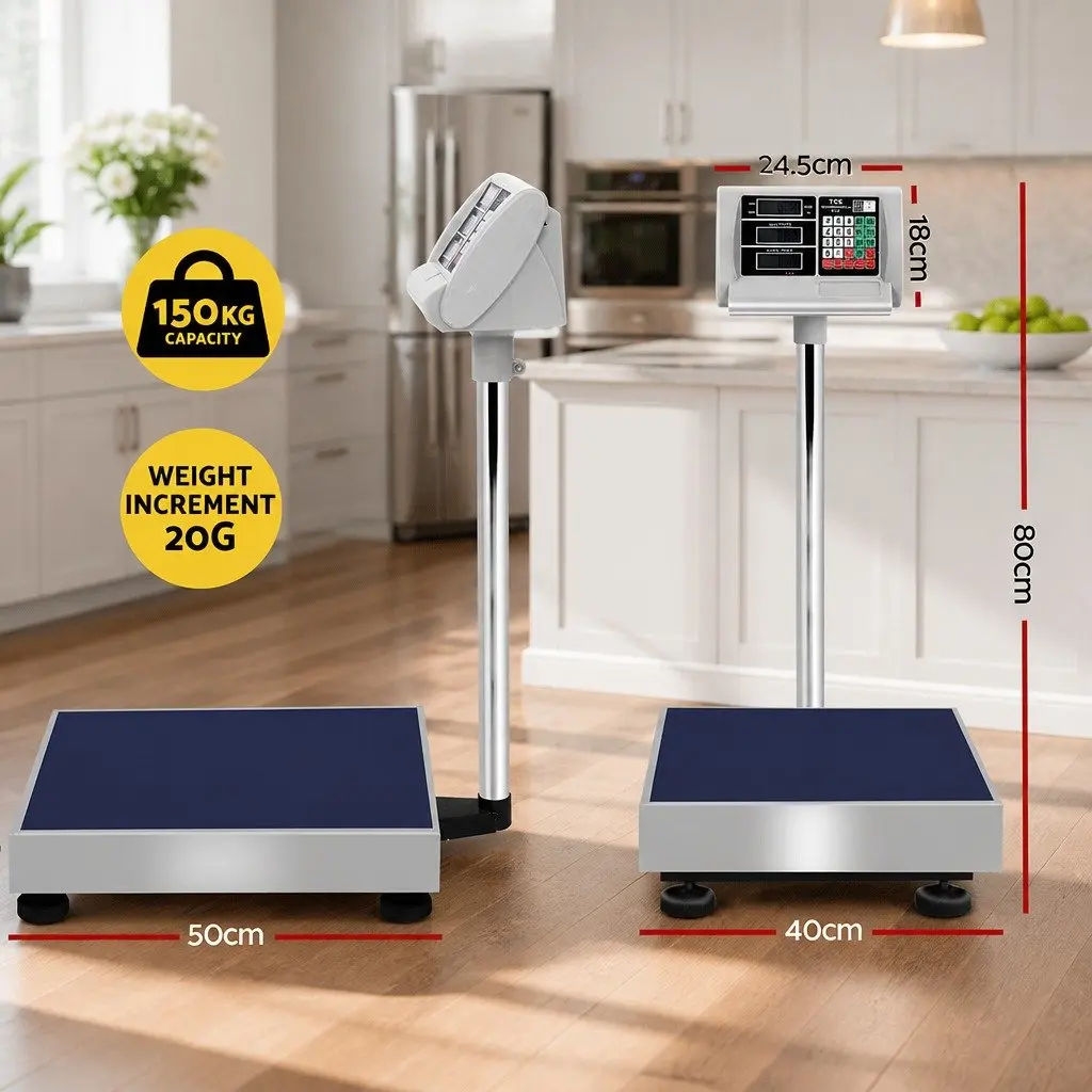 Digital Platform Scale 150KG Kitchen Stainless Steel 50cm x 40cm Backlit LCD
