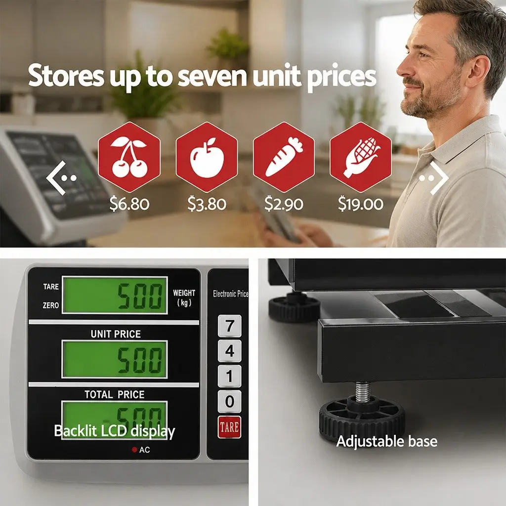 Digital Platform Scale 150KG Kitchen Stainless Steel 50cm x 40cm Backlit LCD