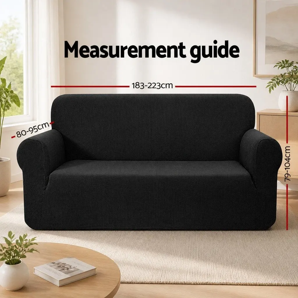 High Stretch Black Sofa Cover for 3 Seater Couch Protector Furniture Slip Cover