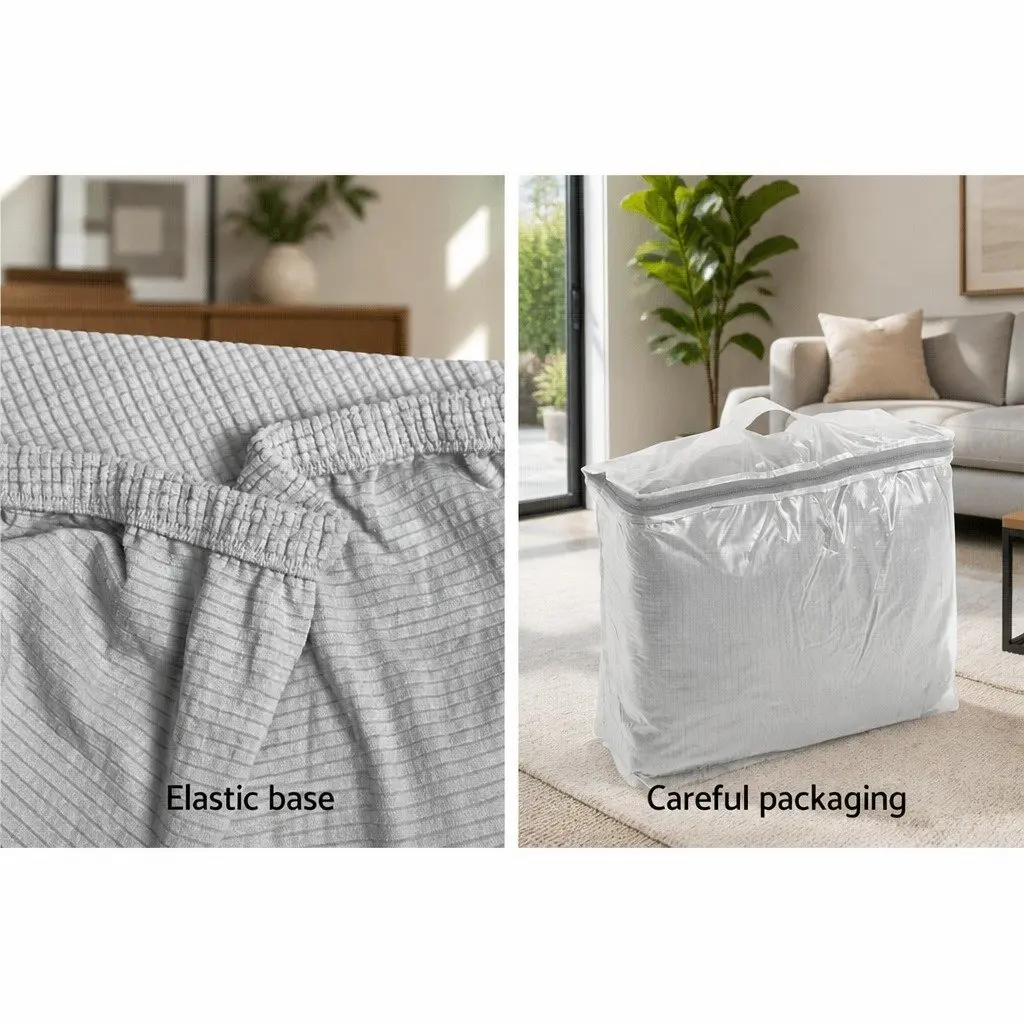 3 Seater Sofa Cover High Stretch Grey Couch Protector Machine Washable