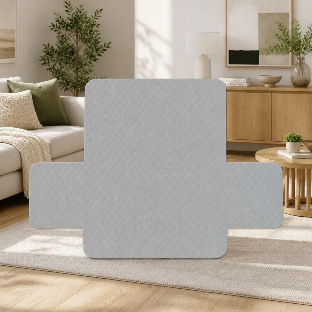 Sofa Cover 3 Seater Grey Diamond Quilted Couch Protector Anti-Scratch Microfibre