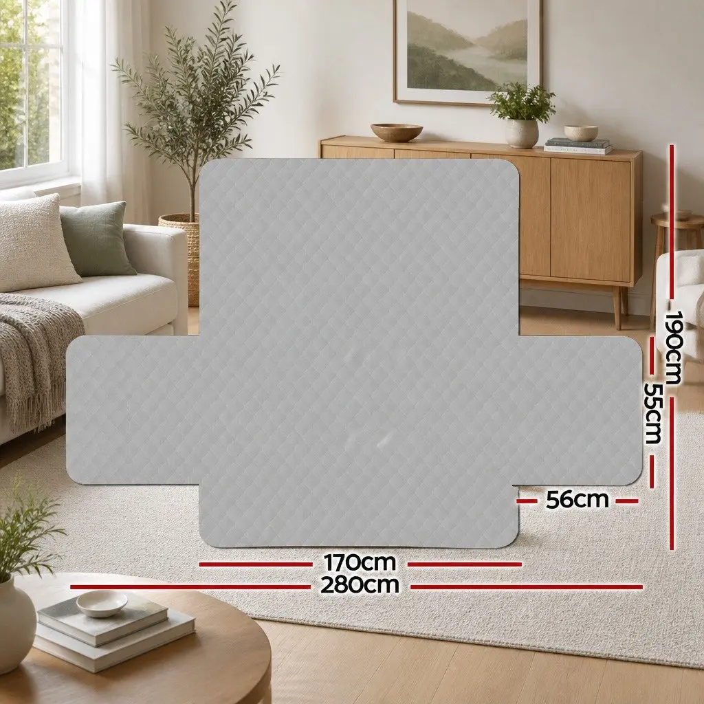 Sofa Cover 3 Seater Grey Diamond Quilted Couch Protector Anti-Scratch Microfibre