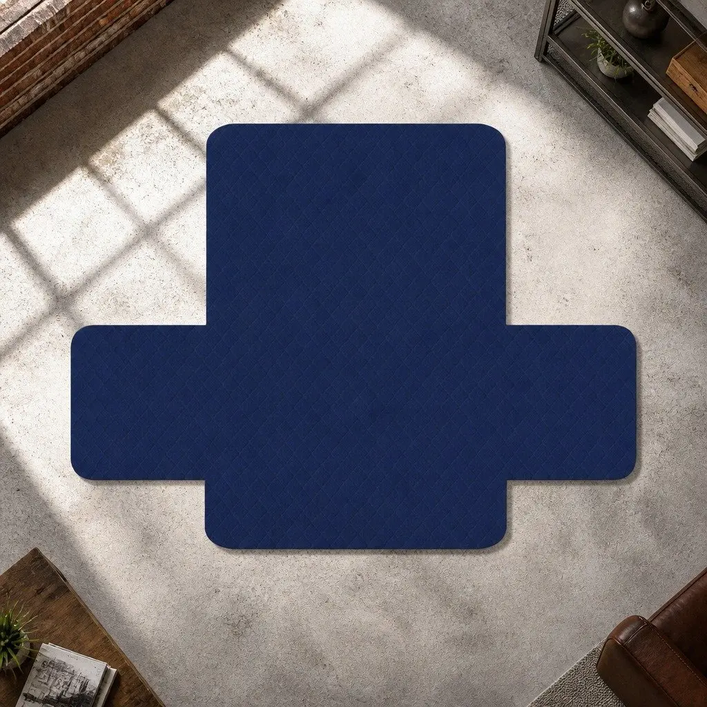3 Seater Sofa Cover Quilted Microfibre Couch Protector Navy Anti-Slip