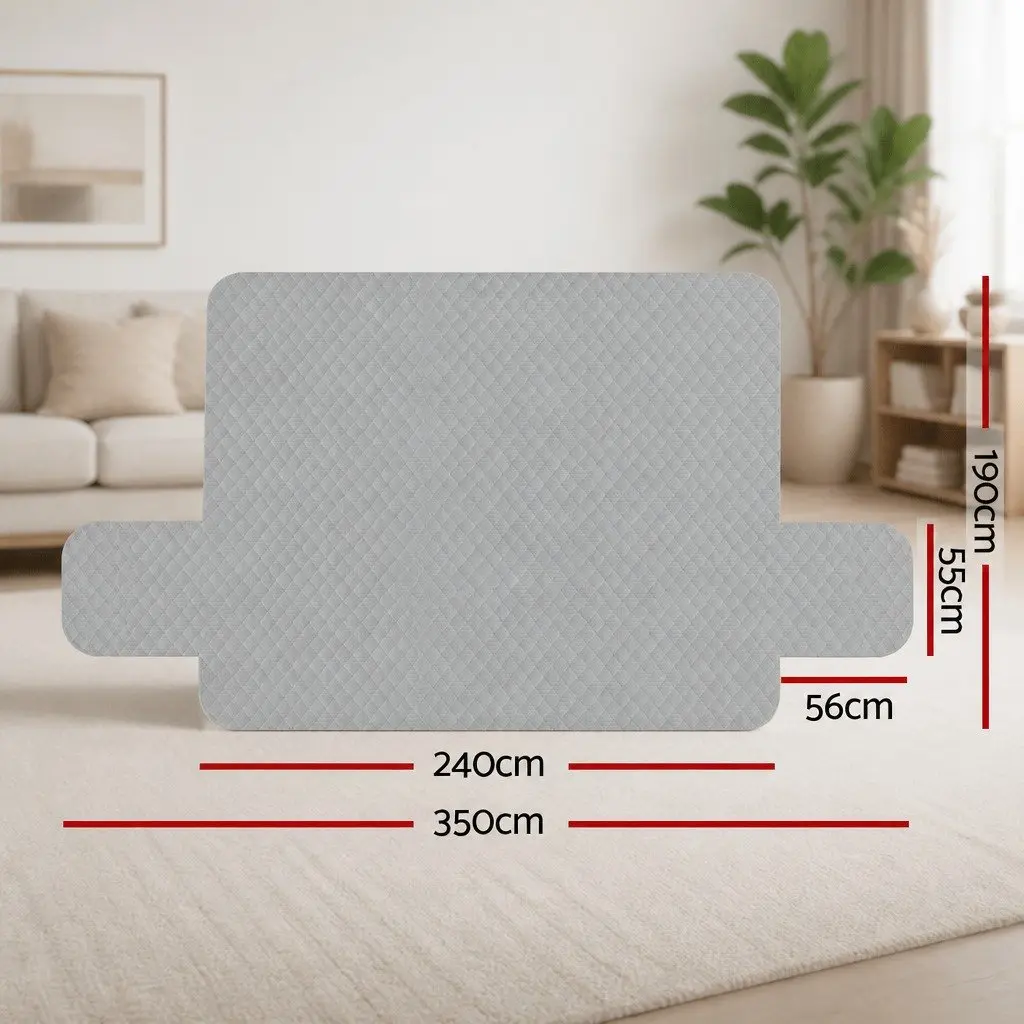 4 Seater Couch Protector Water Resistant Grey Diamond Quilted Sofa Cover