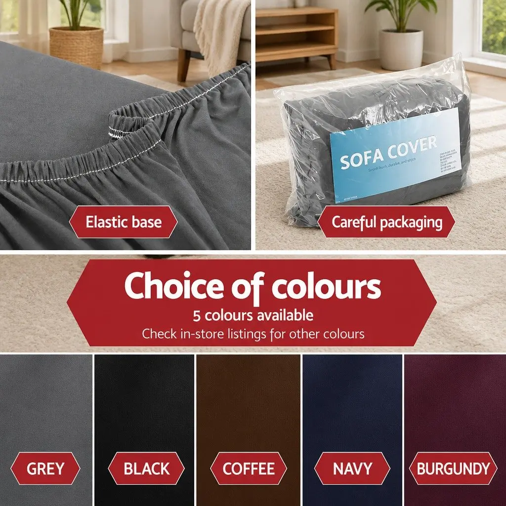 Sofa Cover 2 Seater Stretch Grey Knitted Fabric