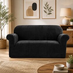 Reliable Velvet Cover for Your 2 Seater Sofa - Black