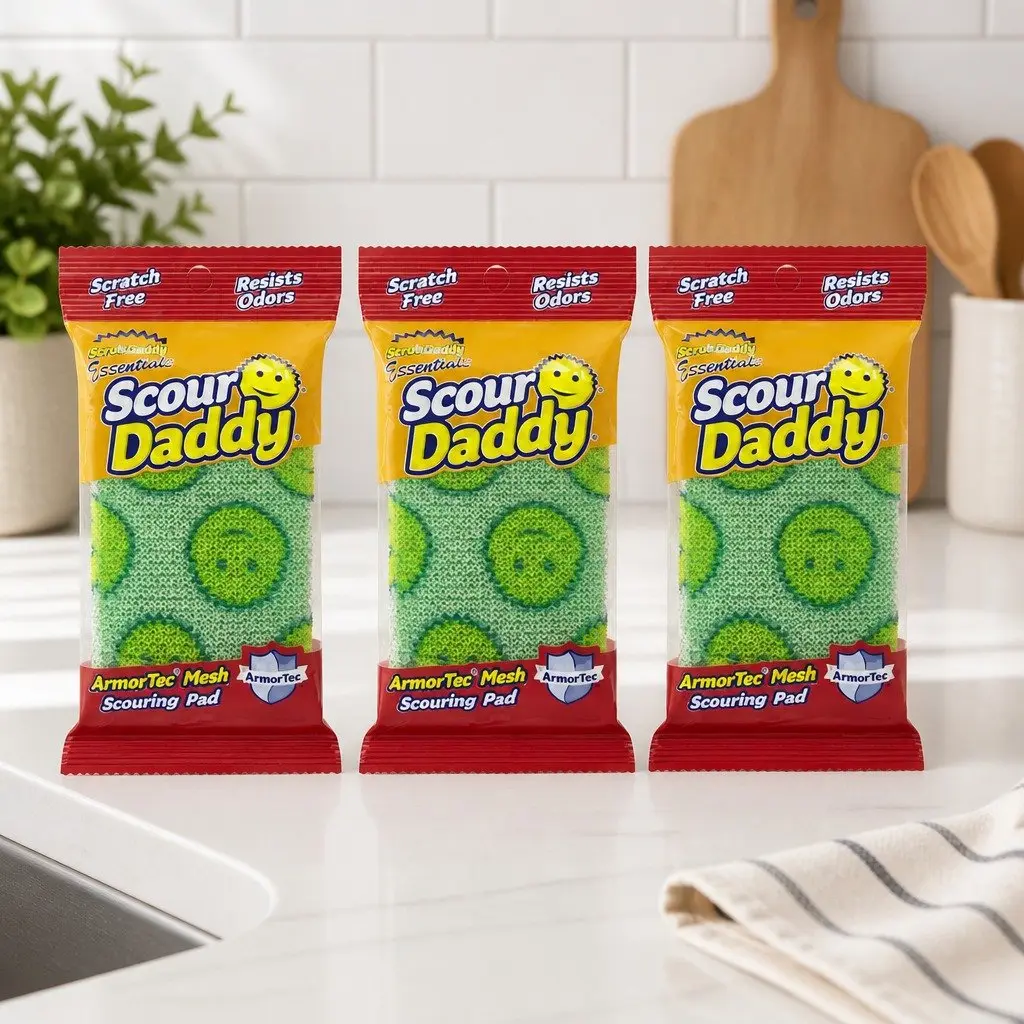 Scour Pad Green Household Kitchen Cleaning Tools 3 Piece