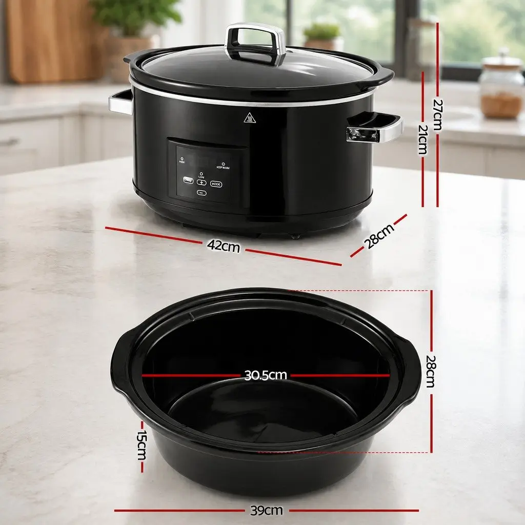 8L Electric Slow Cooker Multi Cooker 3 Heat Settings Keep Warm Function Digital