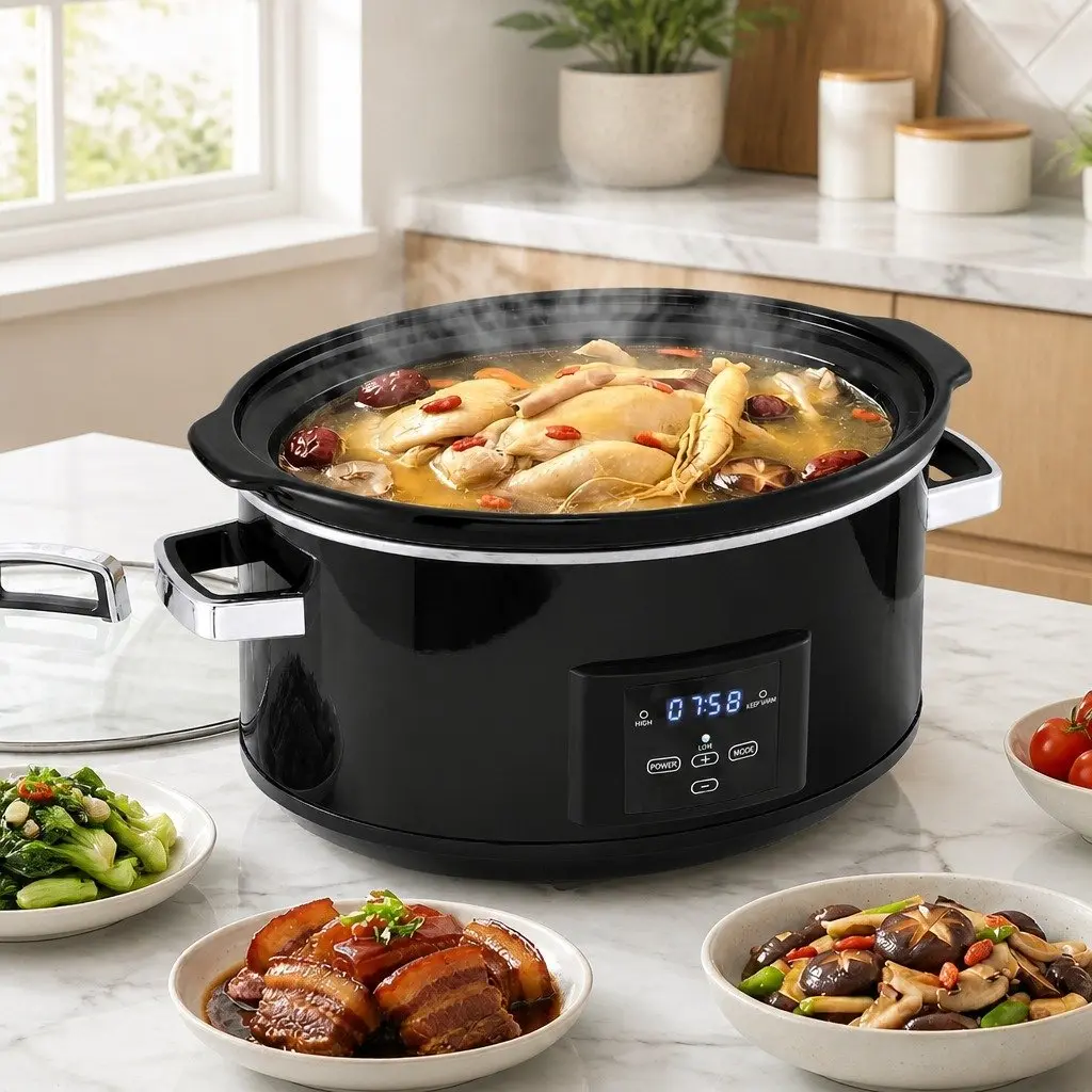 8L Electric Slow Cooker Multi Cooker 3 Heat Settings Keep Warm Function Digital