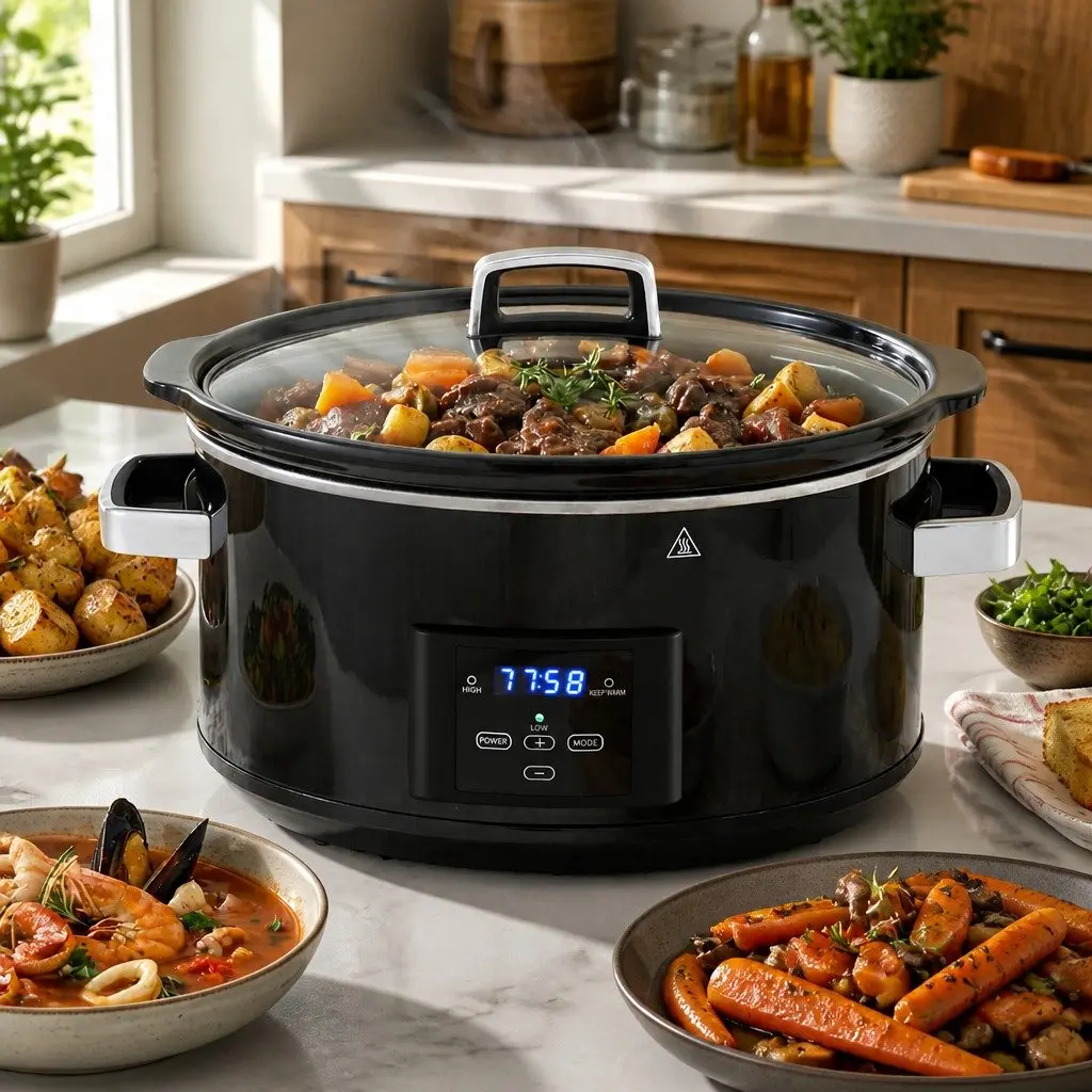 8L Electric Slow Cooker Multi Cooker 3 Heat Settings Keep Warm Function Digital