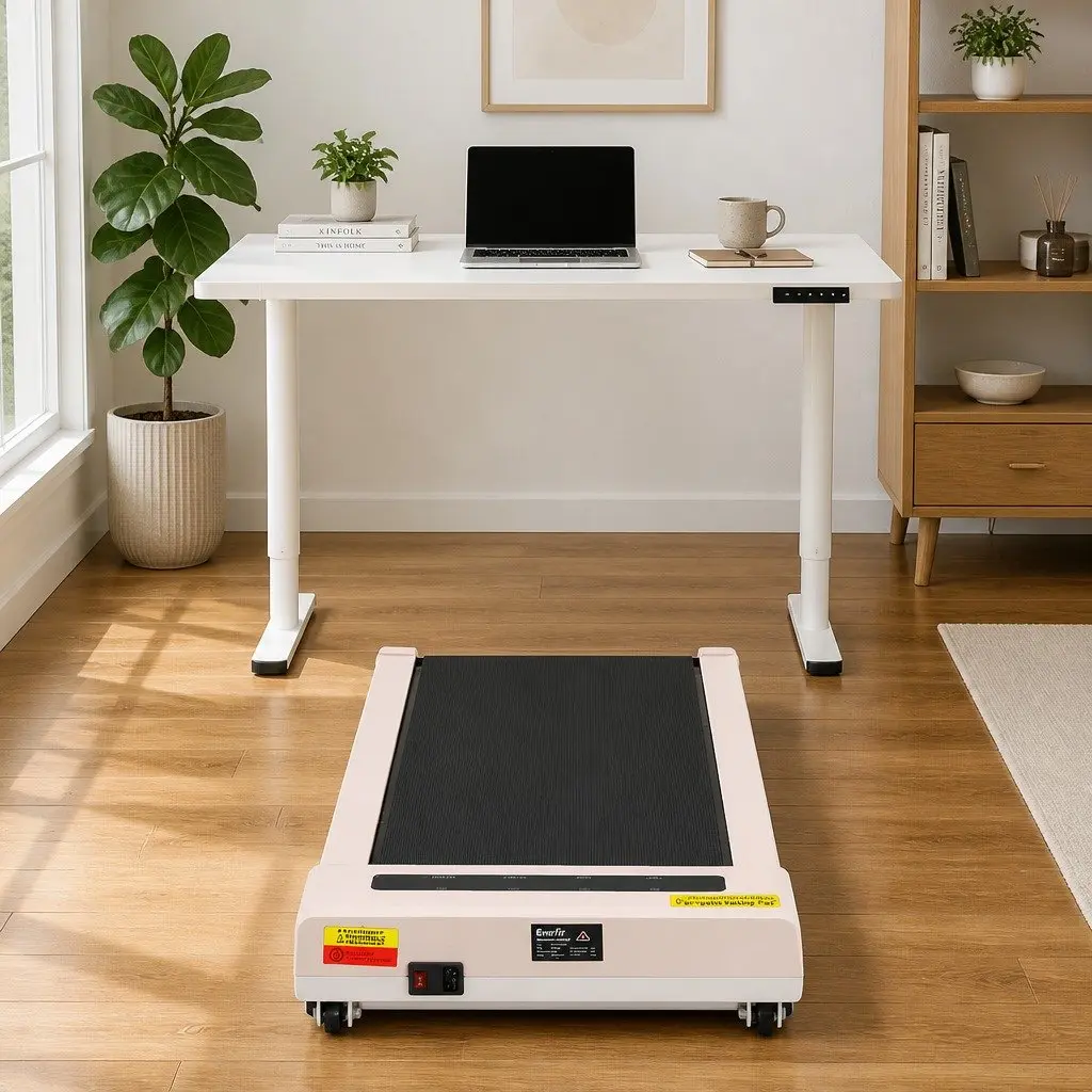 Electric Standing Desk Treadmill Walking Pad 120cm Motorised Height Adjustable White Pink