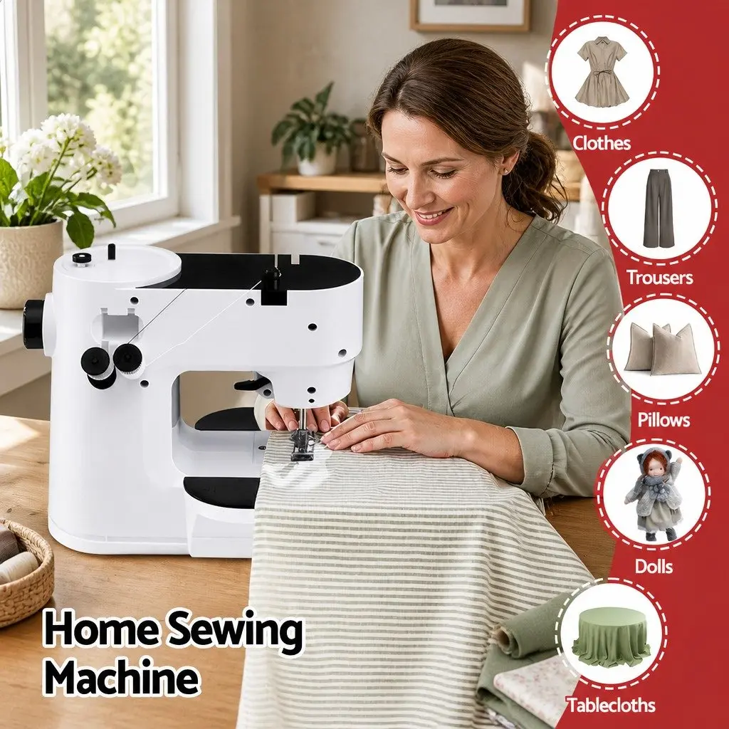 Mini Sewing Machine Portable Compact 39 Stitches Home Craft Lightweight White
