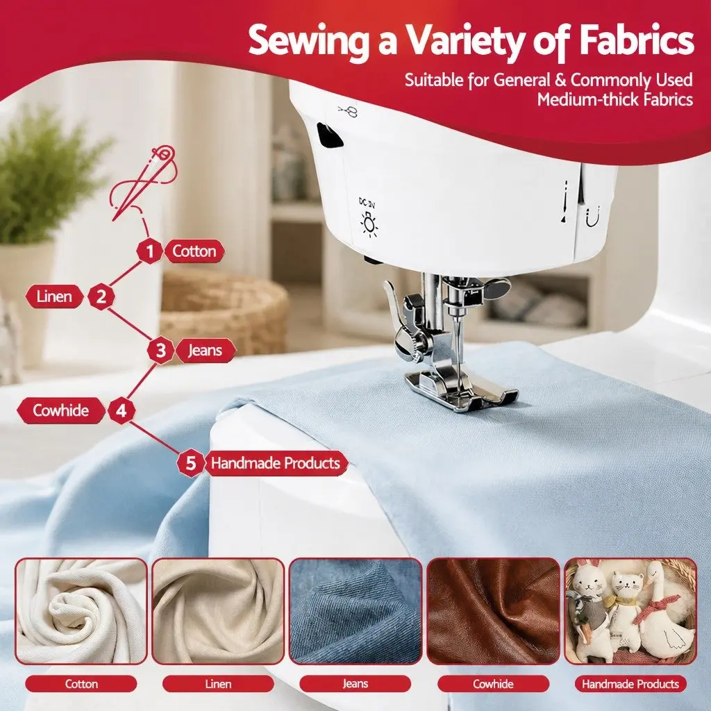 Mini Sewing Machine Portable Compact 39 Stitches Home Craft Lightweight White