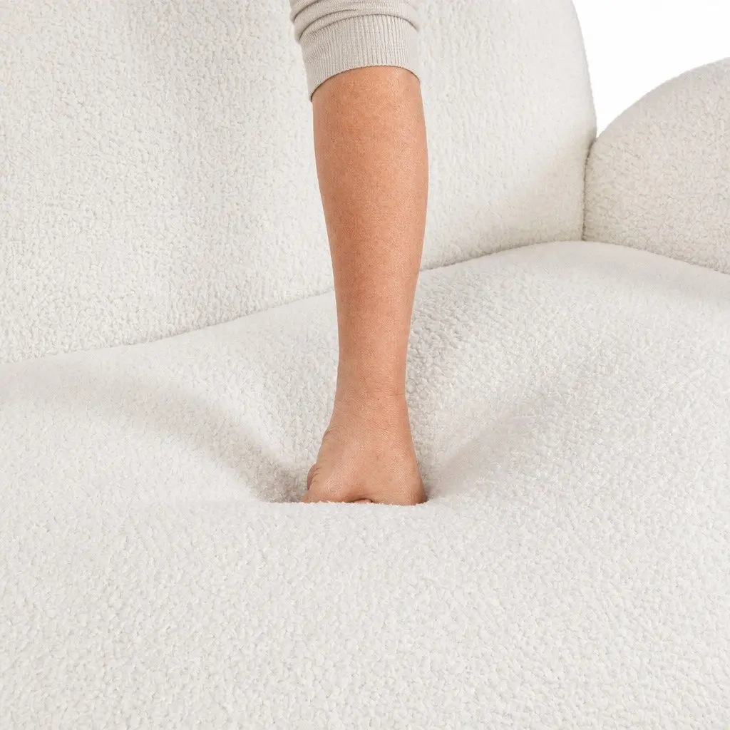3 Seater Sofa Sherpa Fleece Lounge Couch Modern White