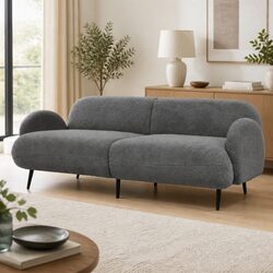 Warm and Reassuring Grey Sherpa Fleece 3 Seater Sofa