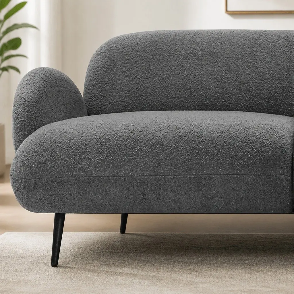 3 Seater Sofa Sherpa Fleece Lounge Couch Modern Living Room Furniture Grey