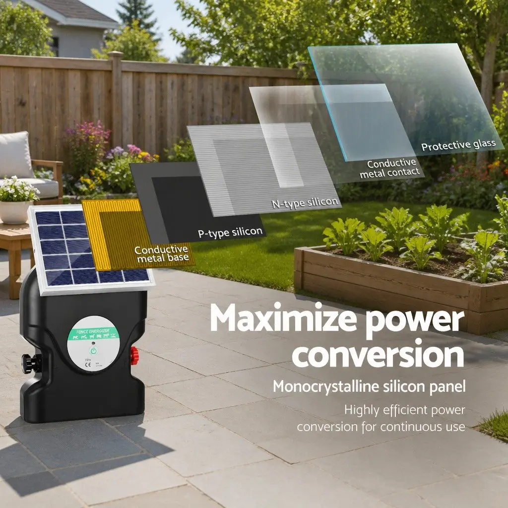 Solar Electric Fence Energiser 20km Range 1.2J Black
