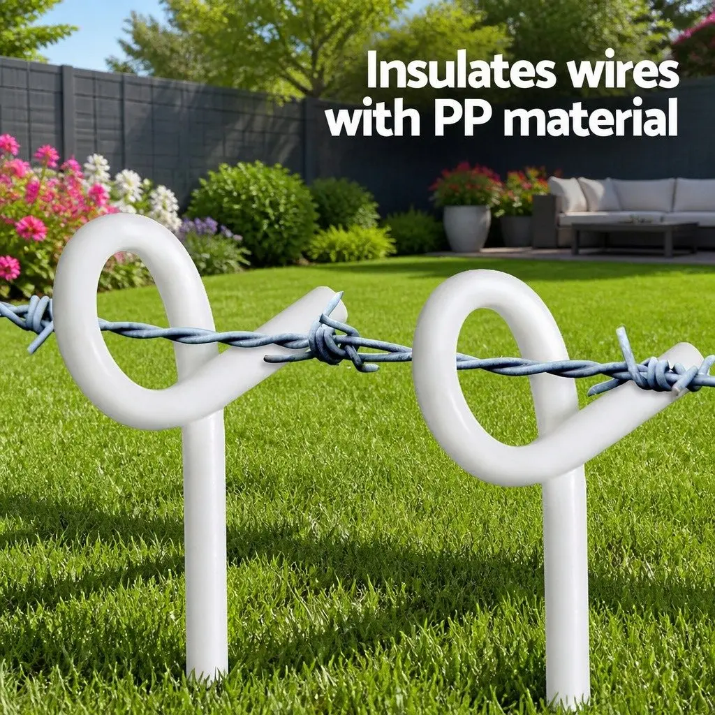 Electric Fence Pigtail Posts Temporary Farm Fencing 104 cm Silver White 20 Piece