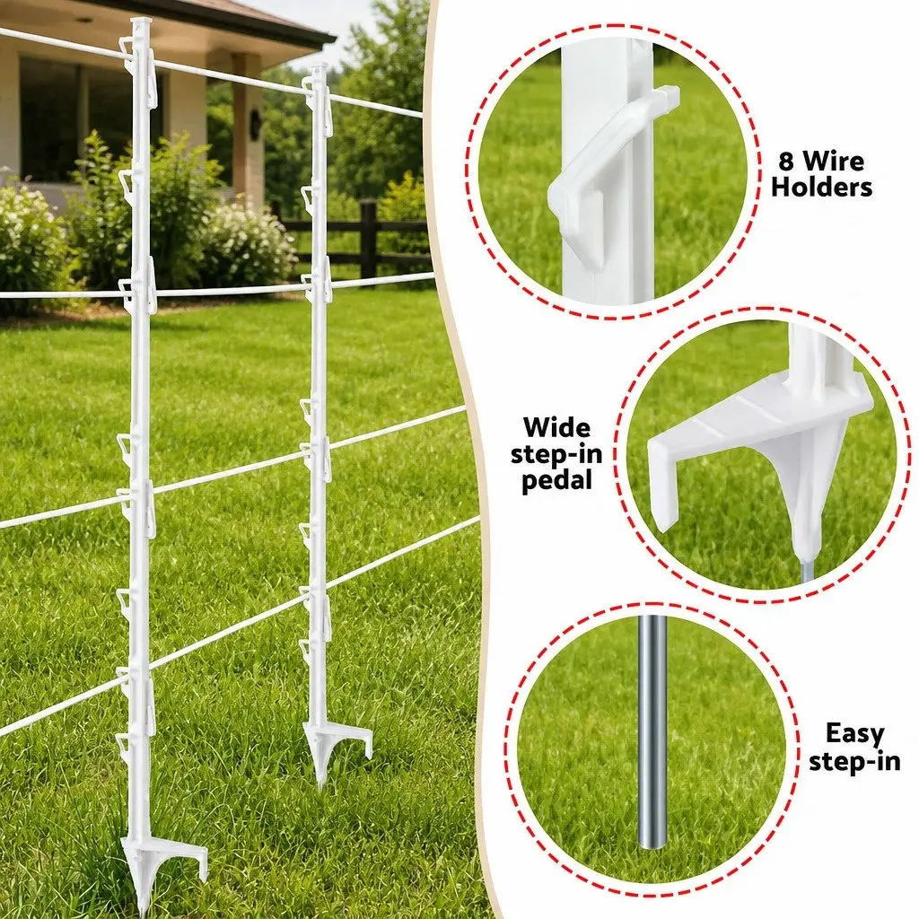 Electric Fence Posts Temporary Fencing 106.5cm White 20 Piece