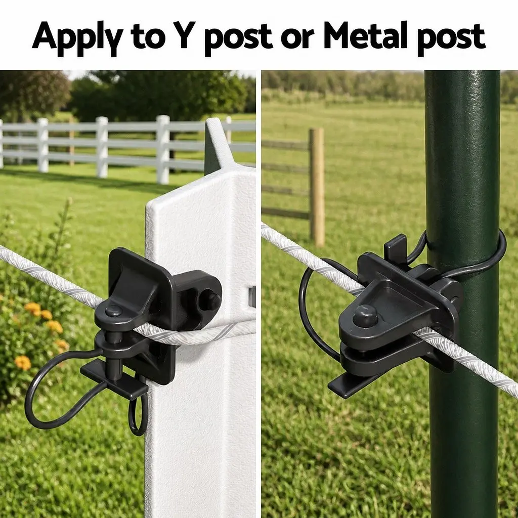 Electric Fence Insulators 200pcs Pinlock Black Y Post Metal Post