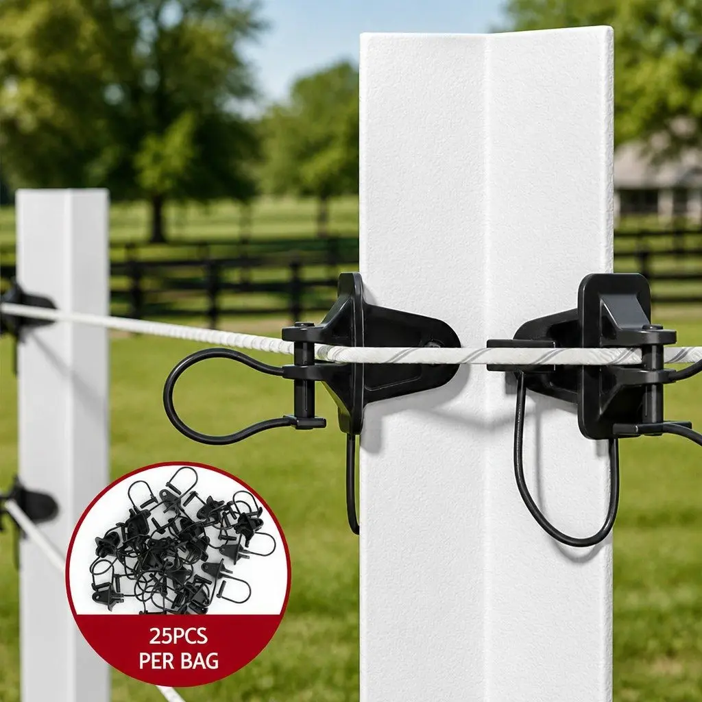 Electric Fence Insulators 200pcs Pinlock Black Y Post Metal Post