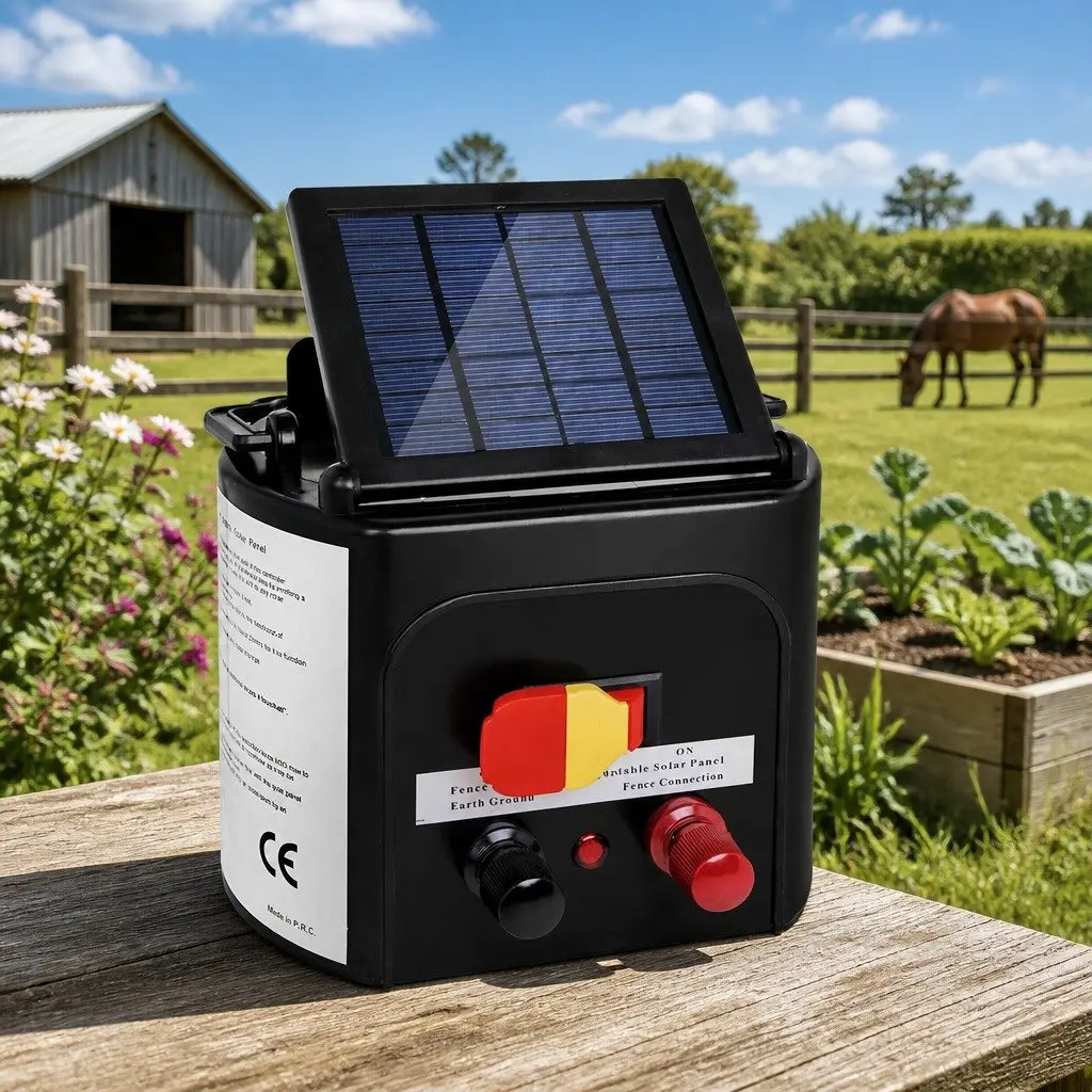 Solar Electric Fence Energiser 5km Livestock Farm Fencing Waterproof Black