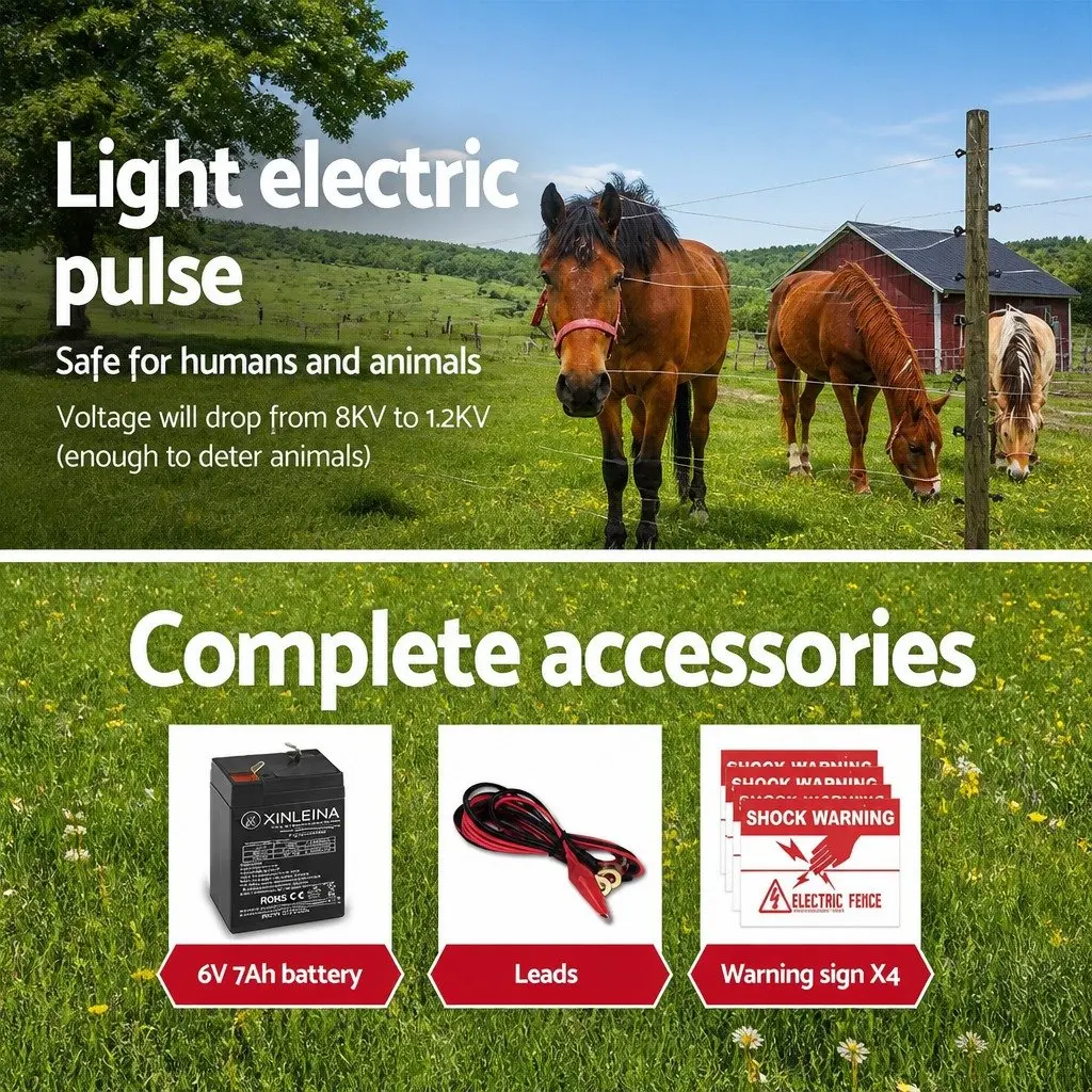 Solar Electric Fence Energiser 8km 0.3J Black and White