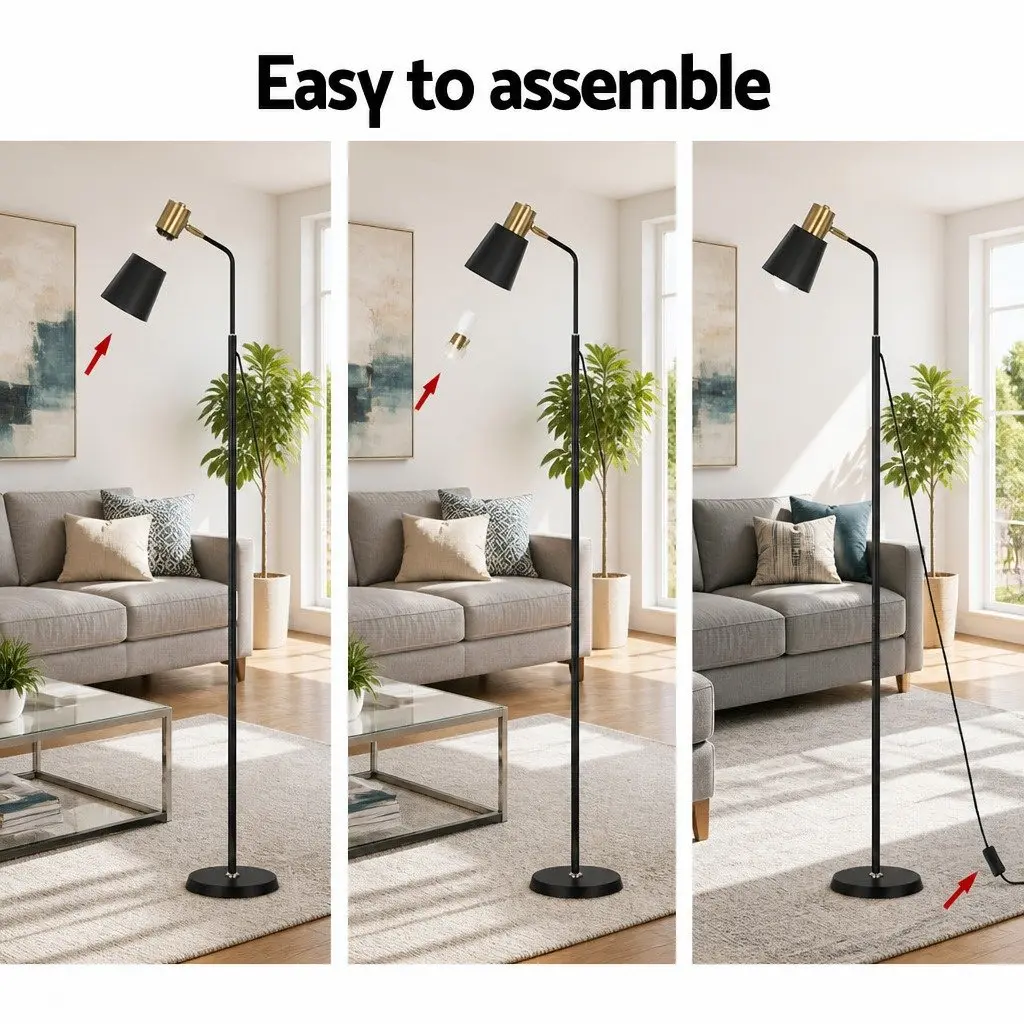 Floor Lamp LED Light Stand Modern Design Living Room Office Reading Black