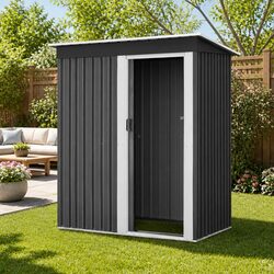 Garden Shed 1.62x0.86M Outdoor Storage Tool Workshop Shelter Sliding Door Black