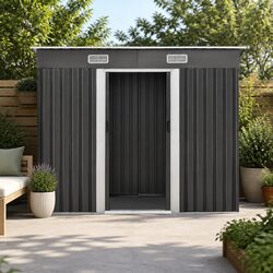Reliable 2.38x1.31M Grey Metal Garden Shed