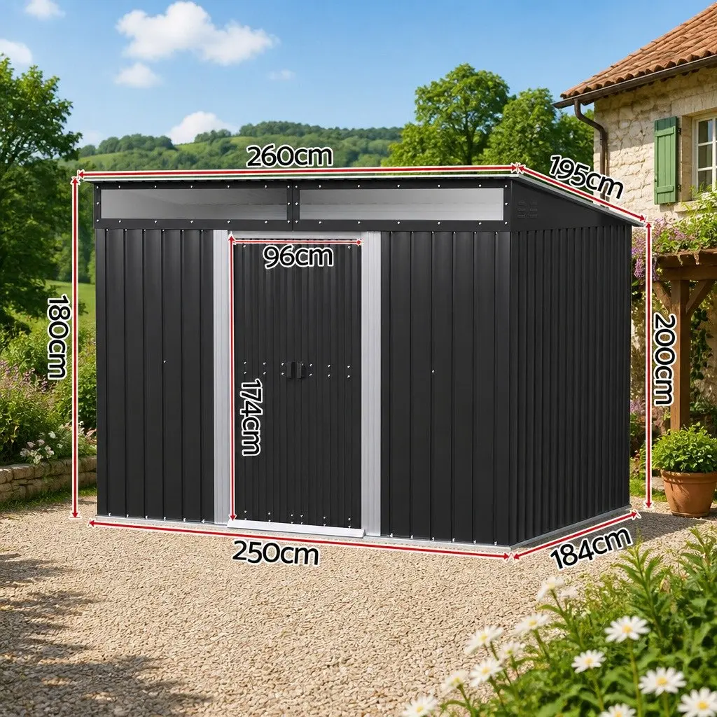 Garden Shed Outdoor Storage 2.60x1.95M Tool Workshop Black