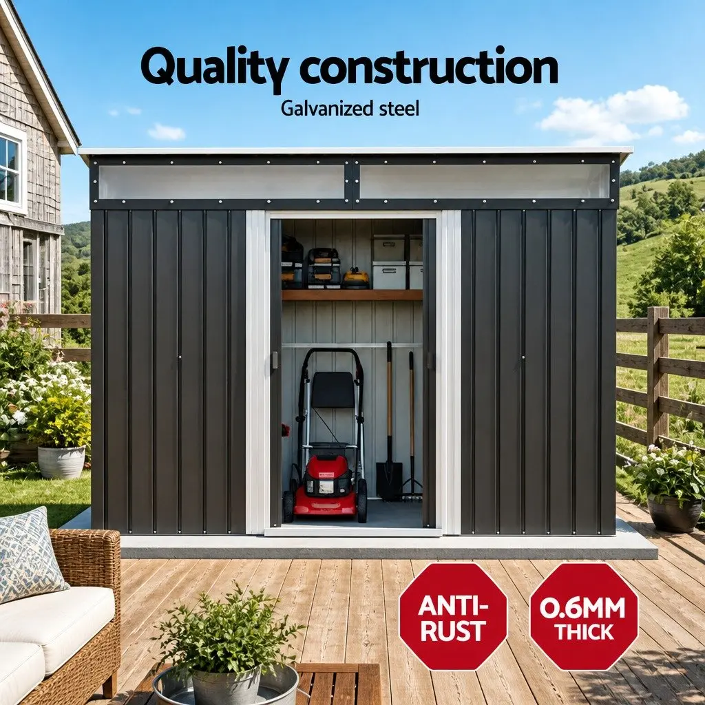 Garden Shed Outdoor Storage 2.60x1.95M Tool Workshop Black