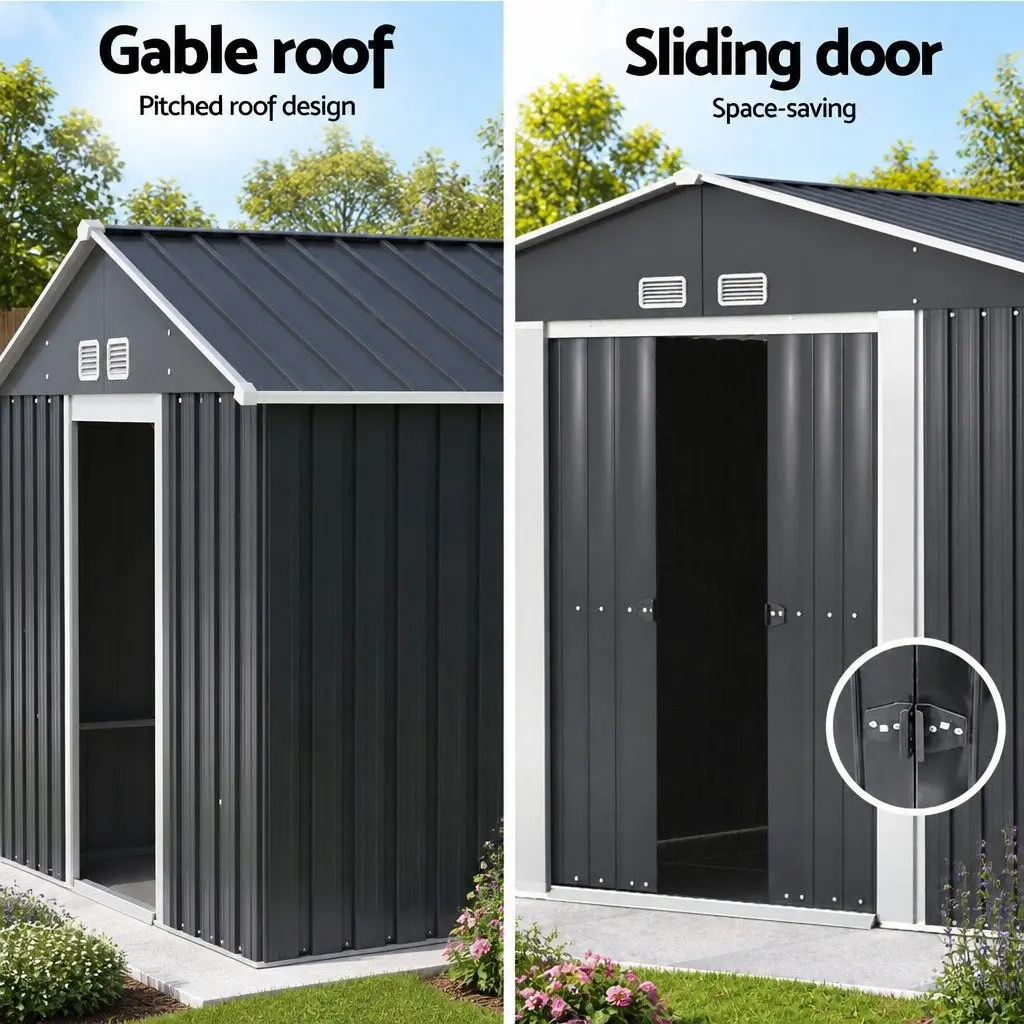 Garden Shed 3x3M Outdoor Storage Tool Workshop House Shelter Grey