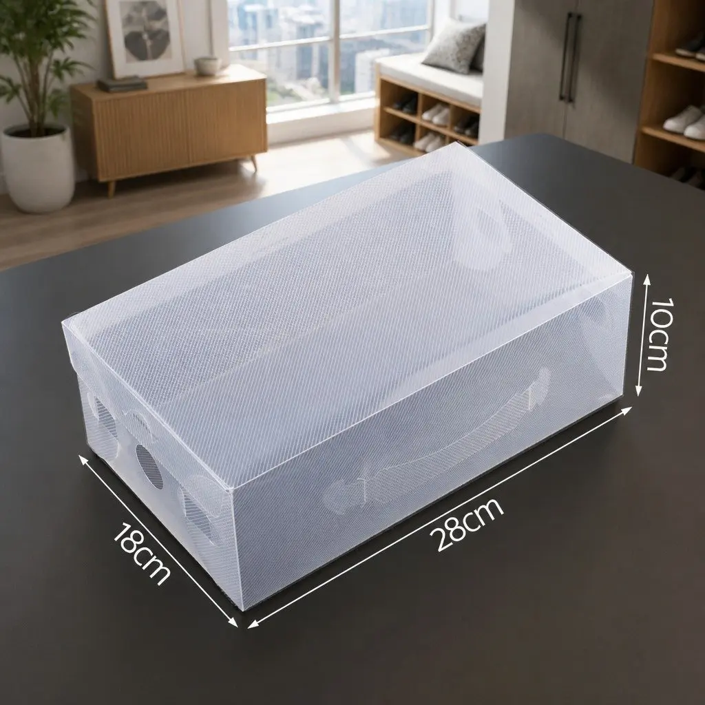 Shoe Storage Box Clear Foldable Stackable Organizer 28 x 18 x 10 cm