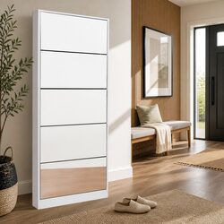 Reliable Shoe Rack Cabinet: Organization with a Full-Length Mirror