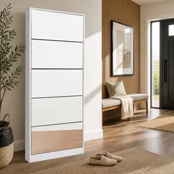 Reliable Shoe Rack Cabinet: Organization with a Full-Length Mirror