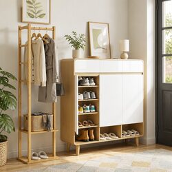 Practical Shoe Cabinet and Bamboo Rack for Your Home