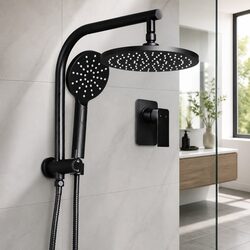 9 Inch Round Rainfall Shower Head Mixer Tap Set Handheld Spray Matte Black
