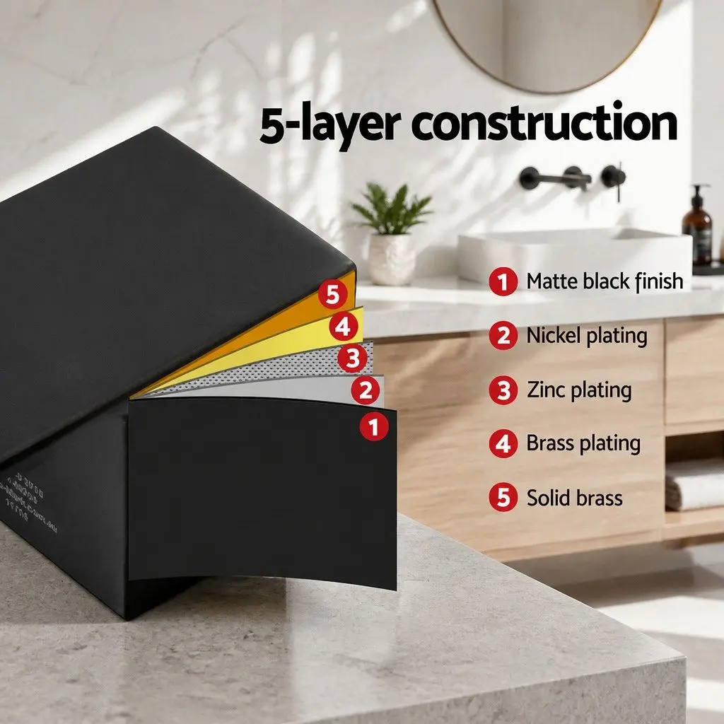 Shower Twins Tap Wall Bath Taps Matte Black Hot Cold Basin Bathroom Mixer Brass