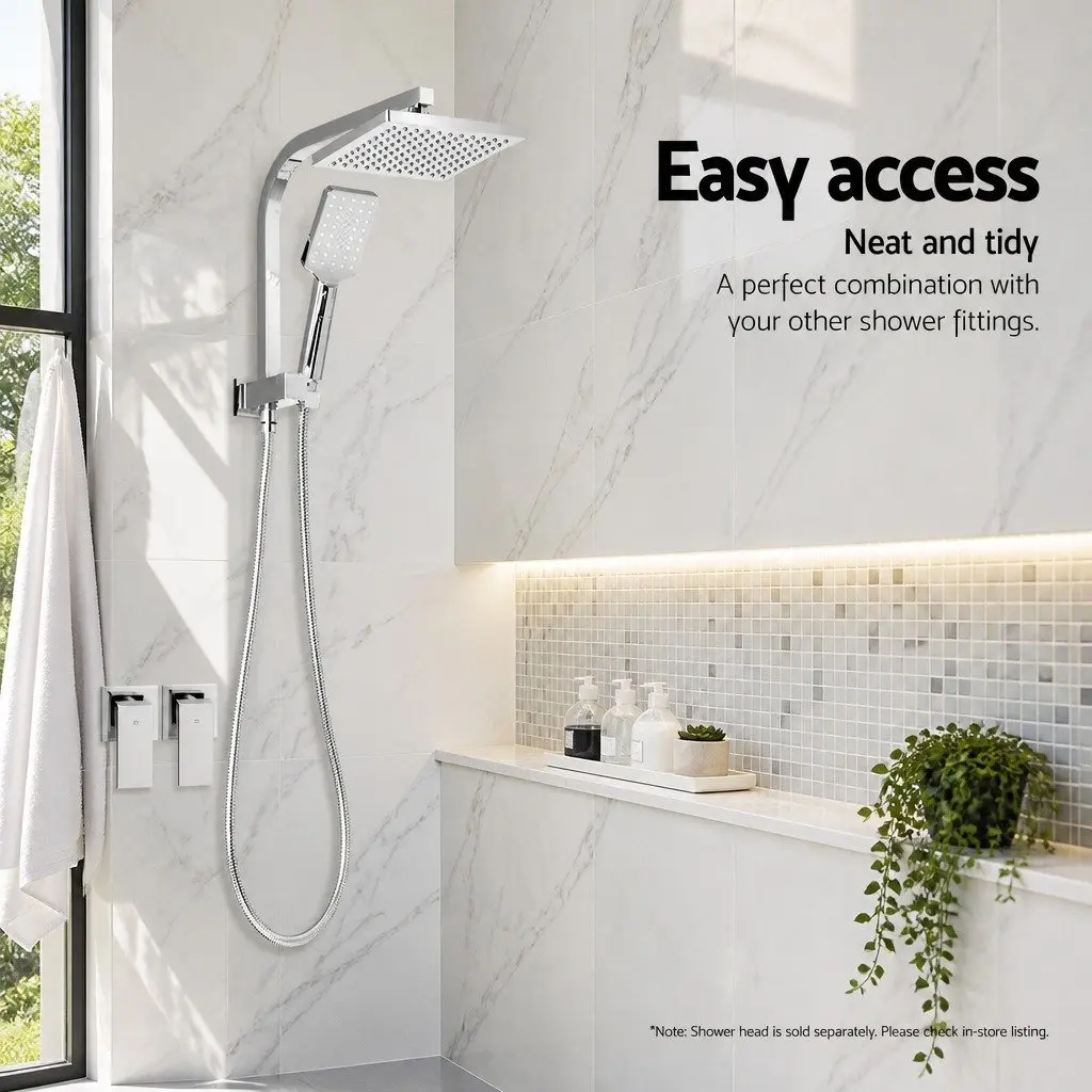 Shower Taps Wall Mounted Hot Cold Basin Bathroom Twin Tap Chrome Brass Ceramic