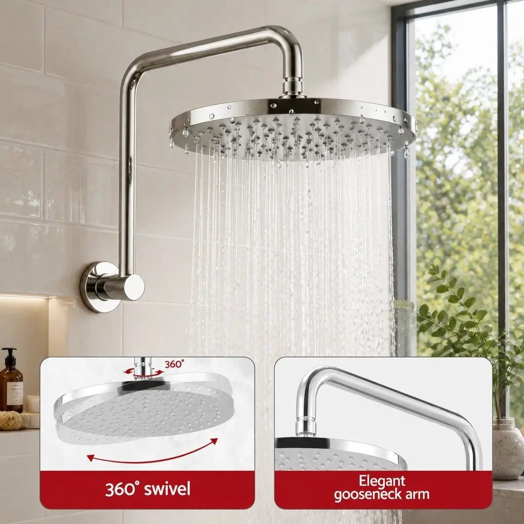 8" Rainfall Shower Head and Wall Mixer Taps