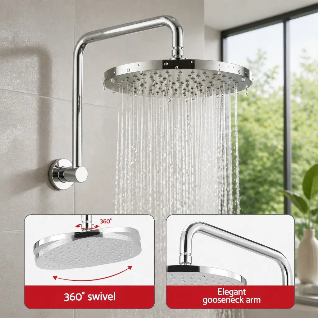 9 Inch Overhead Rain Shower Head with Handheld Option