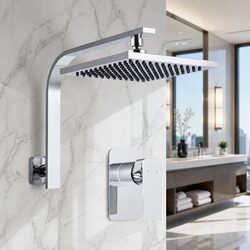 Quality 8 Inch Chrome Rain Shower Head and Mixer Tap Set