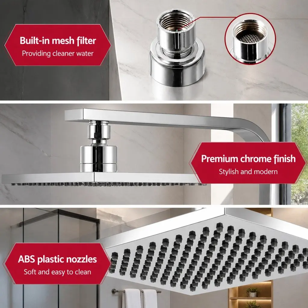 8 Inch Chrome Rain Shower Head and Mixer Tap Set